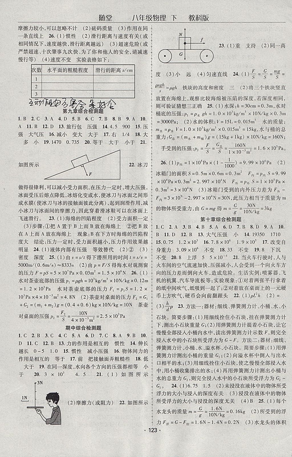 2018年隨堂1加1導練八年級物理下冊教科版 參考答案第7頁