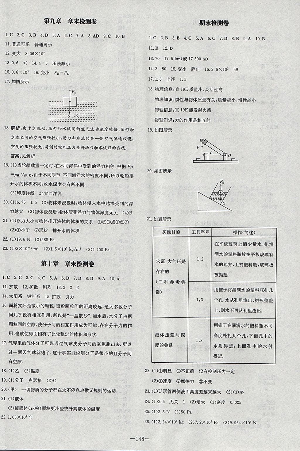 2018年初中同步學習導與練導學探究案八年級物理下冊粵滬版 參考答案第12頁