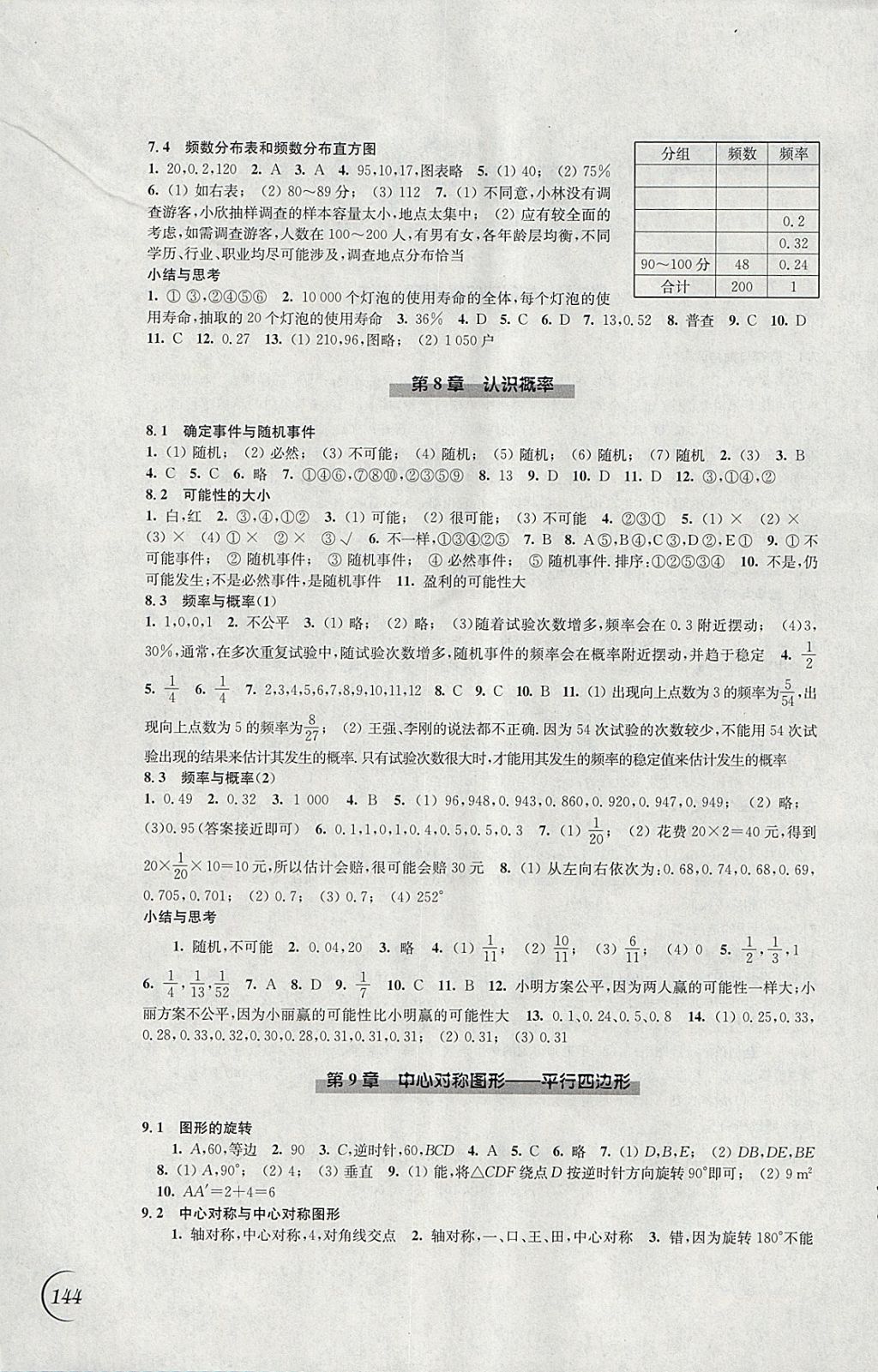 2018年同步练习八年级数学下册苏科版江苏凤凰科学技术出版社 参考答案第2页