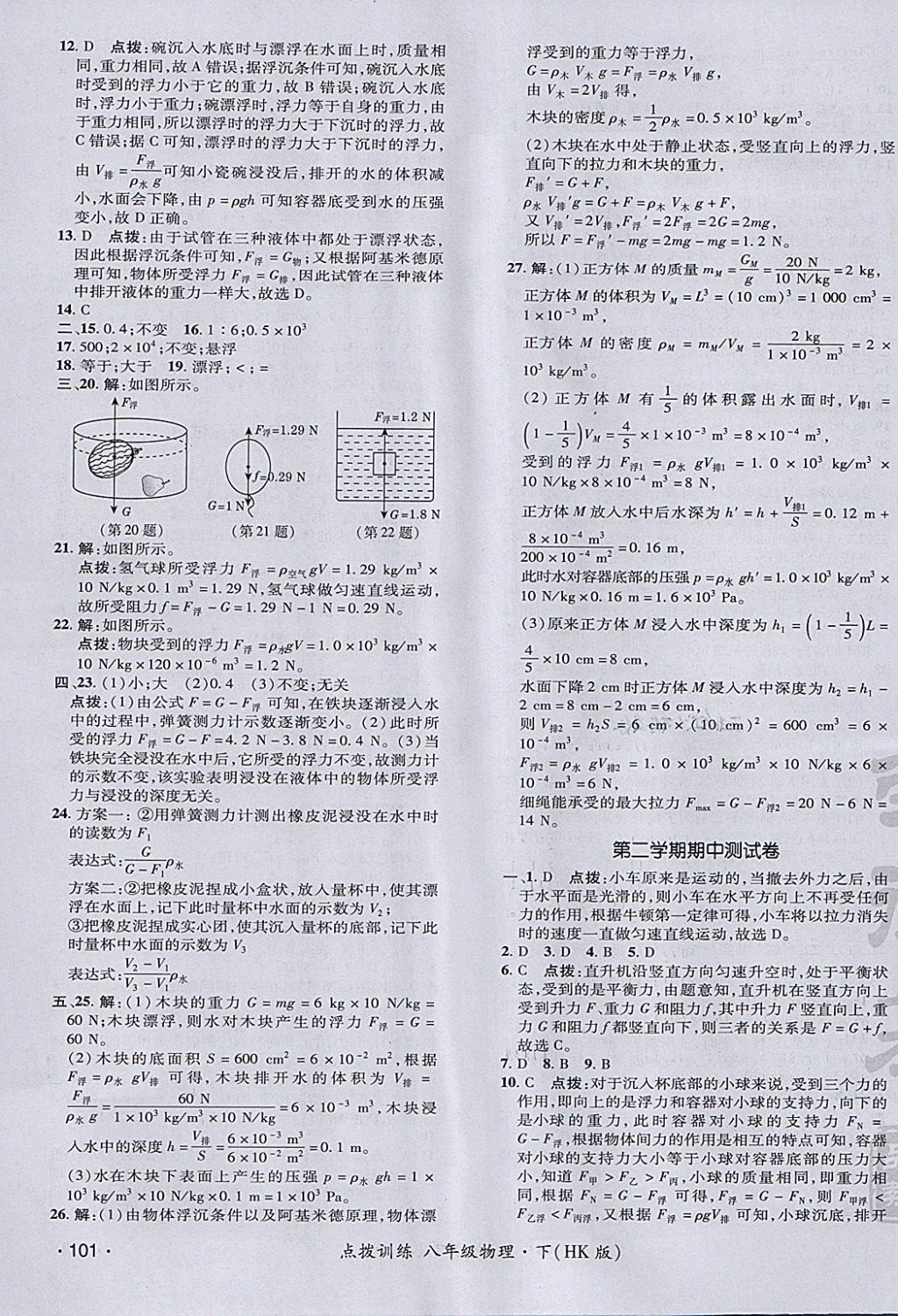 2018年點(diǎn)撥訓(xùn)練八年級(jí)物理下冊(cè)滬科版 參考答案第3頁(yè)