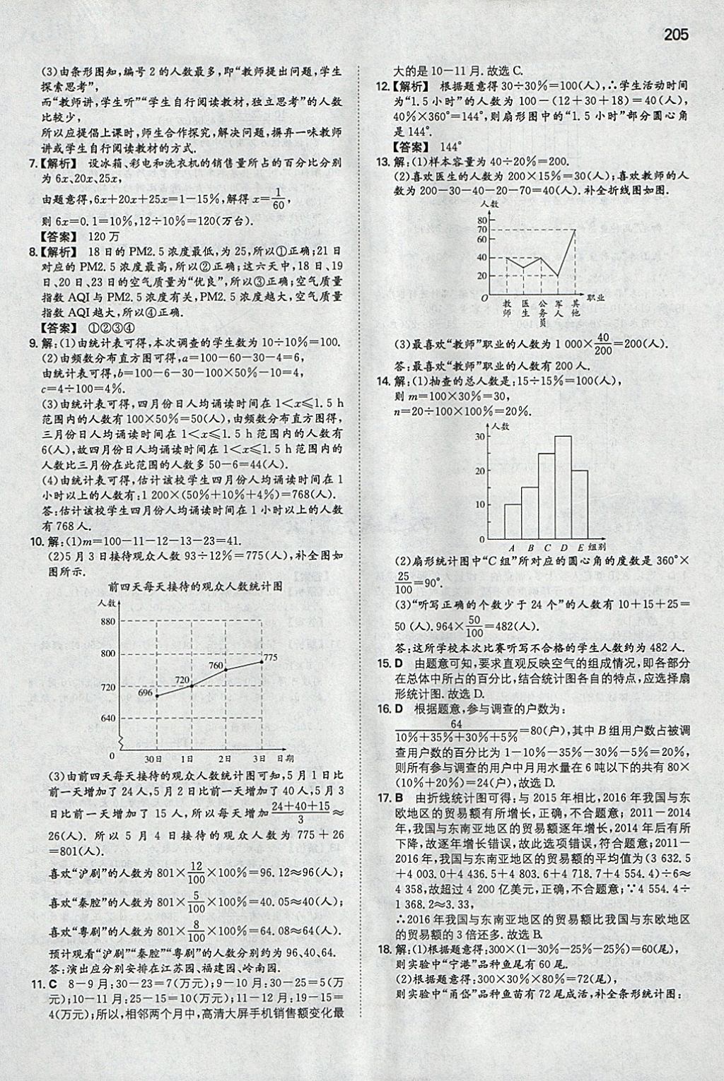 2018年一本初中数学七年级下册人教版 参考答案第40页