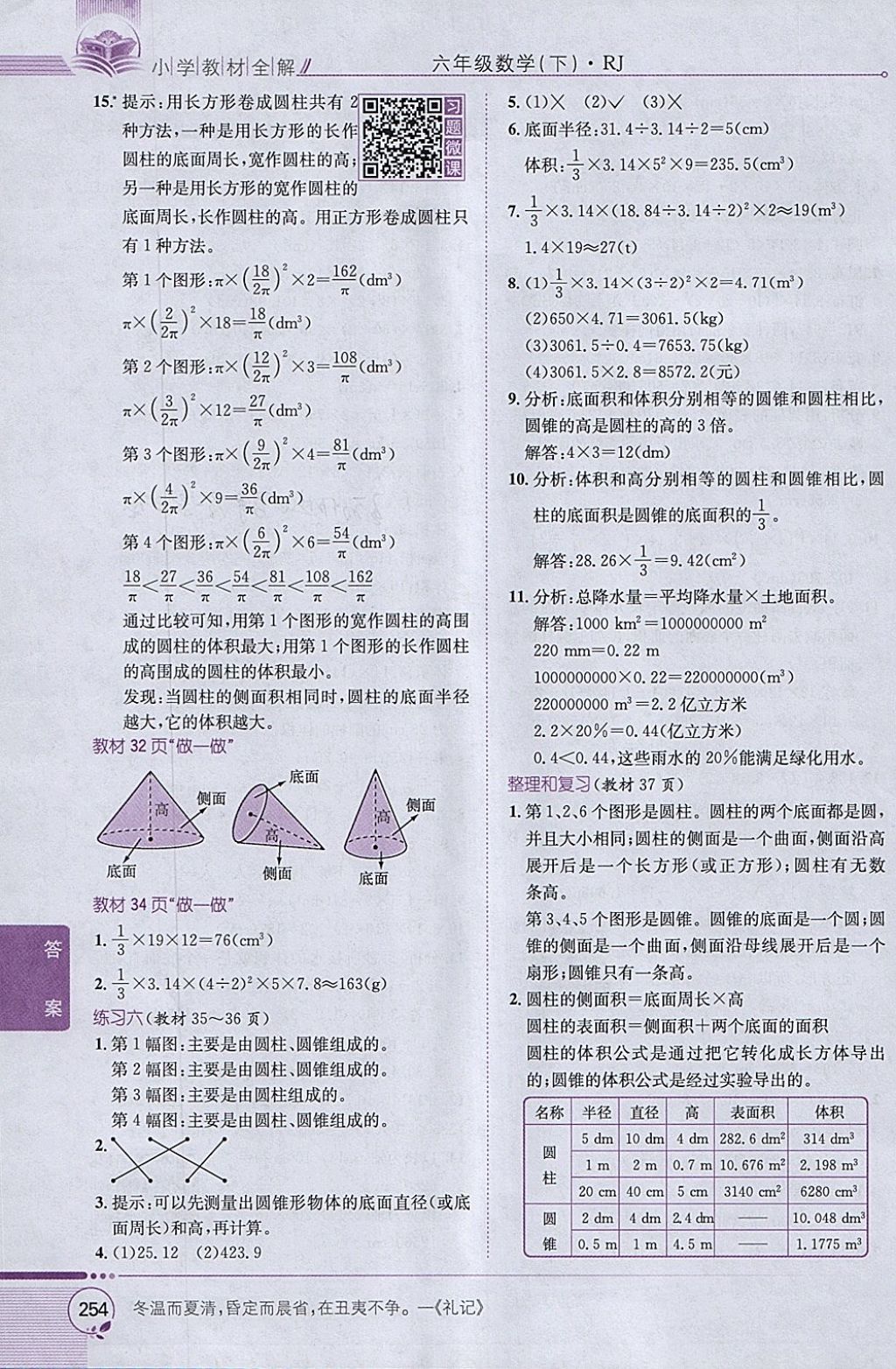 2018年小學(xué)教材全解六年級(jí)數(shù)學(xué)下冊人教版 參考答案第24頁