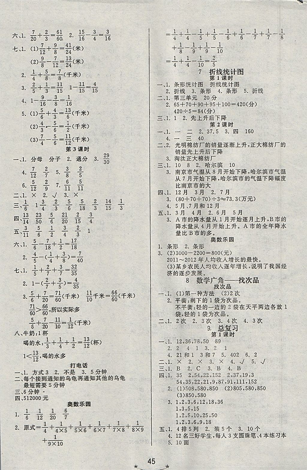 2018年小學(xué)生學(xué)習(xí)樂園隨堂練五年級(jí)數(shù)學(xué)下冊人教版 參考答案第5頁