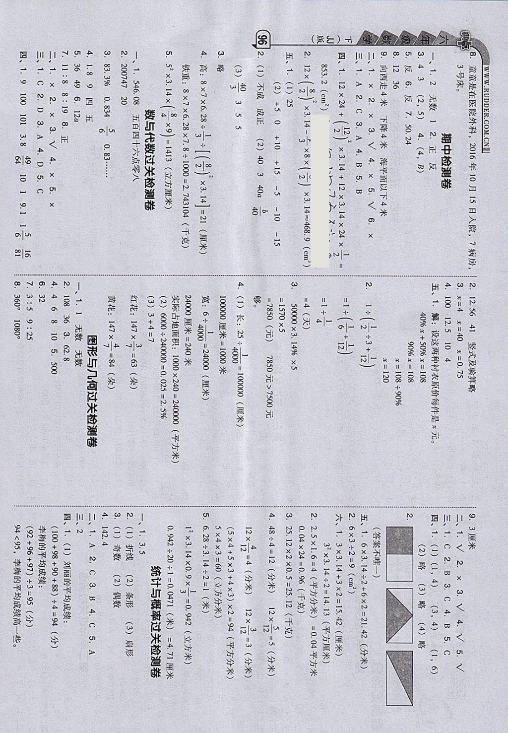 2018年綜合應(yīng)用創(chuàng)新題典中點六年級數(shù)學(xué)下冊冀教版 參考答案第2頁