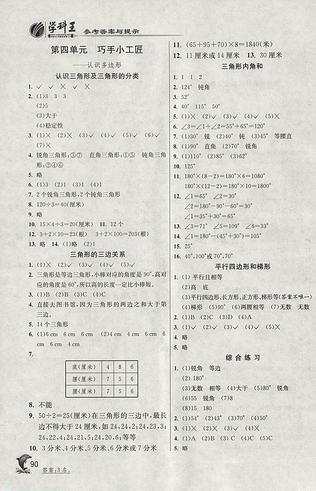 2018年實(shí)驗(yàn)班提優(yōu)訓(xùn)練四年級數(shù)學(xué)下冊青島版 參考答案第4頁