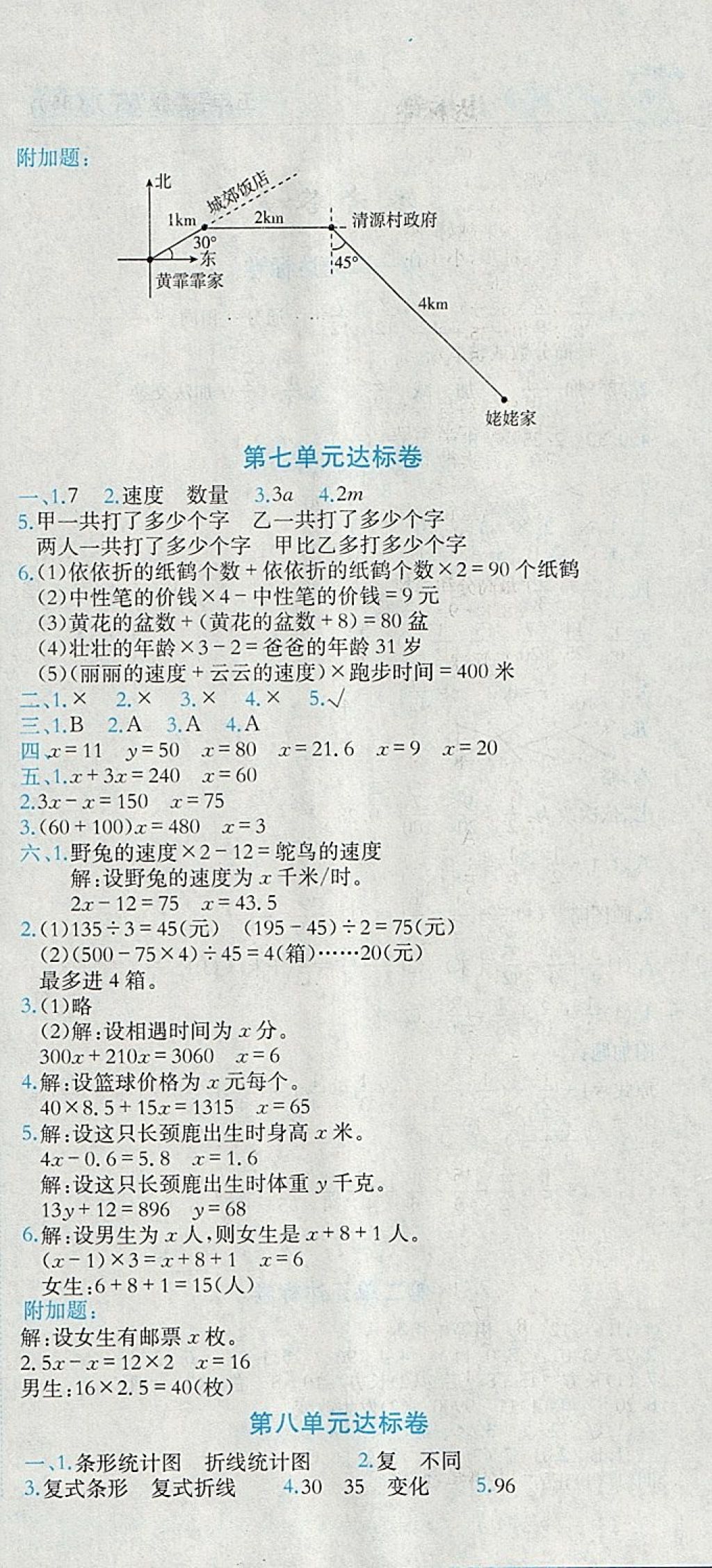 2018年黃岡小狀元達(dá)標(biāo)卷五年級(jí)數(shù)學(xué)下冊(cè)北師大版 參考答案第6頁