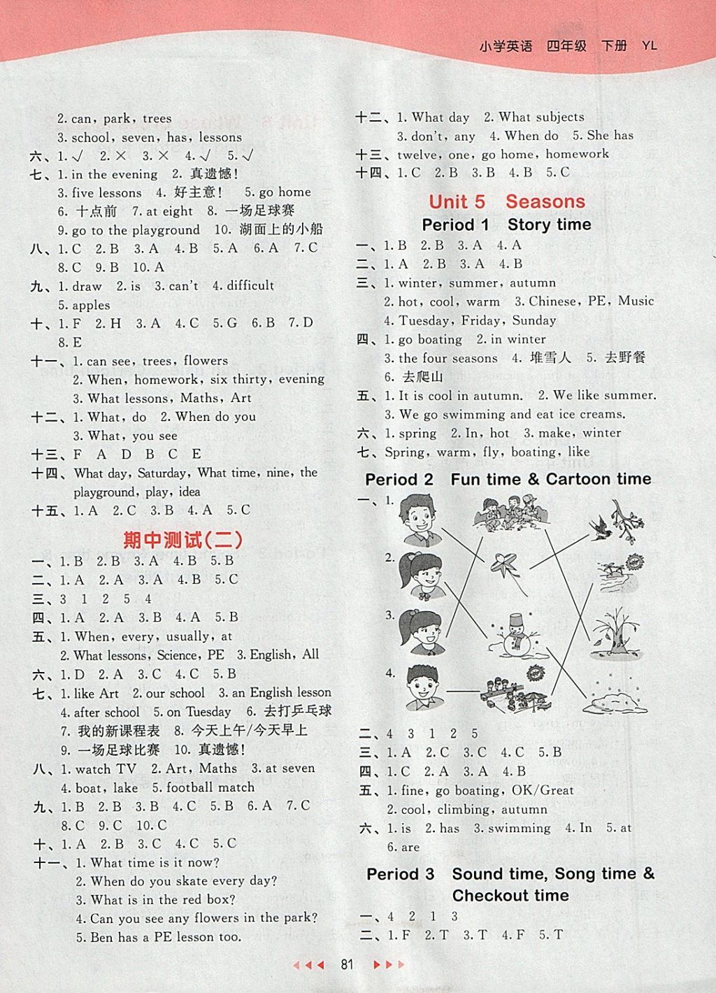 2018年53天天練小學英語四年級下冊譯林版 參考答案第5頁