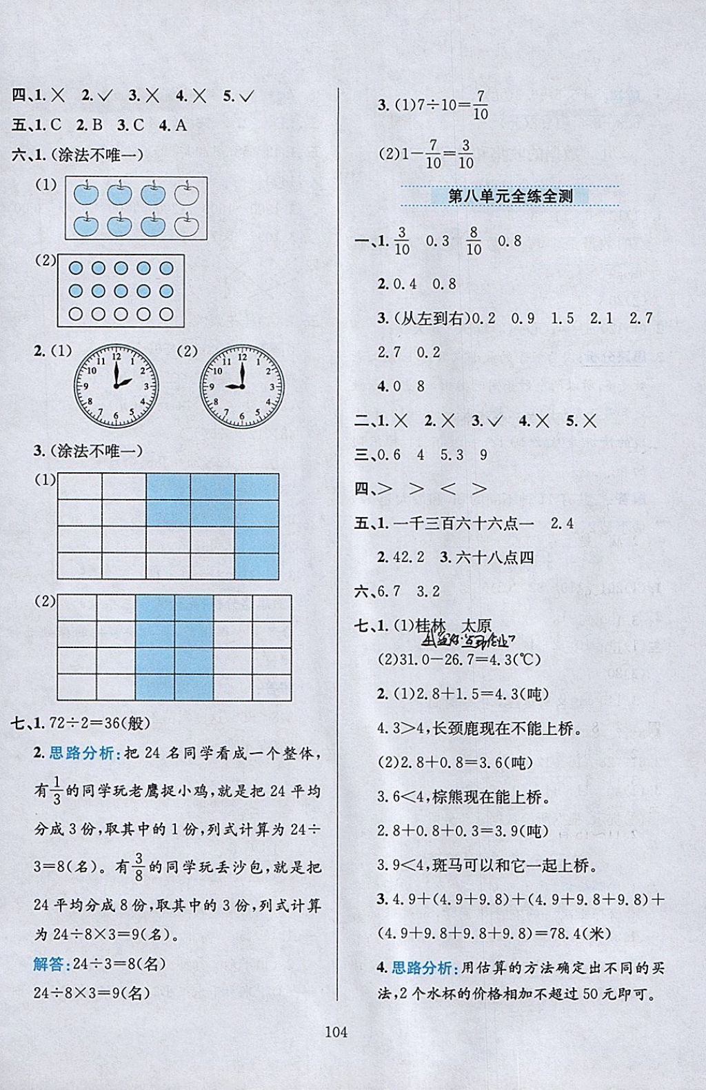 2018年小學(xué)教材全練三年級(jí)數(shù)學(xué)下冊(cè)江蘇版 參考答案第16頁(yè)