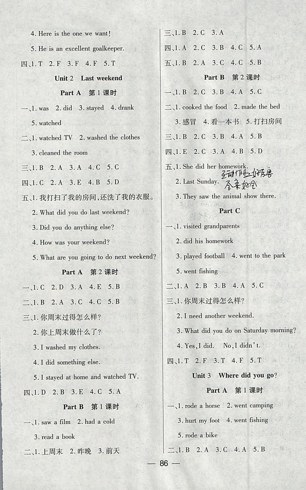 2018年創(chuàng)新思維全優(yōu)英語(yǔ)課課100分作業(yè)本六年級(jí)下冊(cè)人教PEP版 參考答案第2頁(yè)