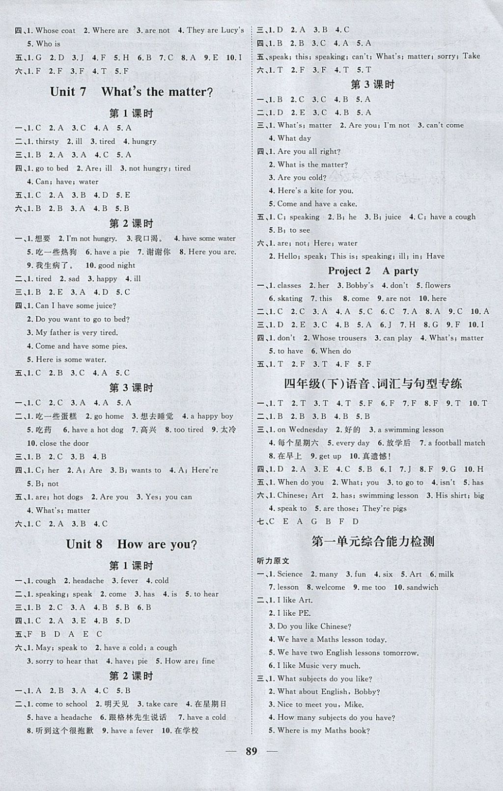 2018年陽(yáng)光同學(xué)課時(shí)優(yōu)化作業(yè)四年級(jí)英語(yǔ)下冊(cè)譯林版江蘇專(zhuān)用 參考答案第3頁(yè)