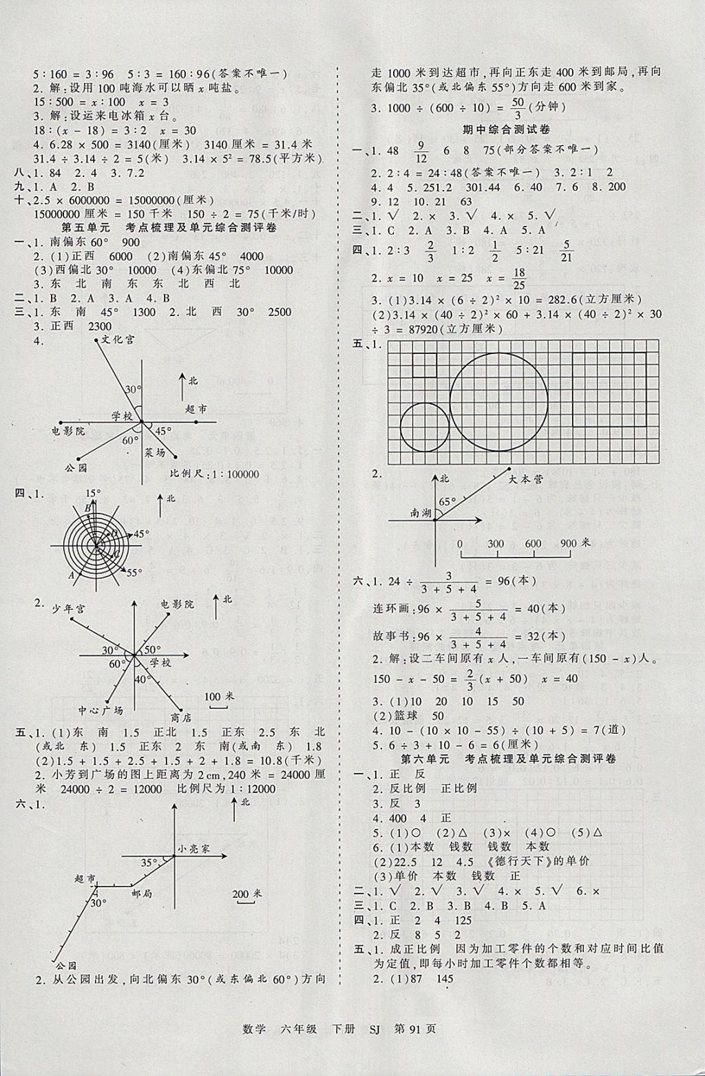 2018年王朝霞考点梳理时习卷六年级数学下册苏教版 参考答案第3页