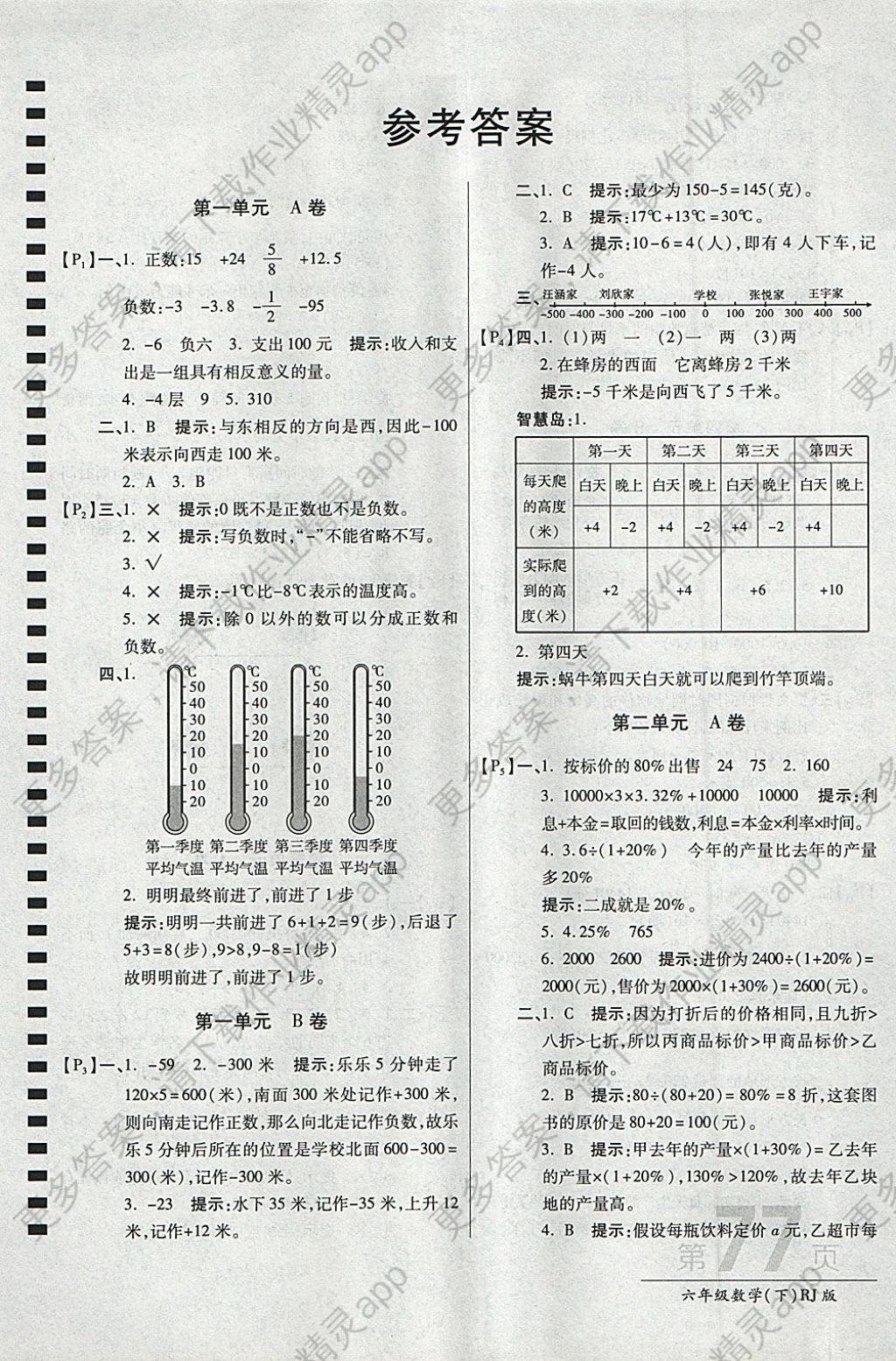 2018年最新ab卷六年级数学下册人教版