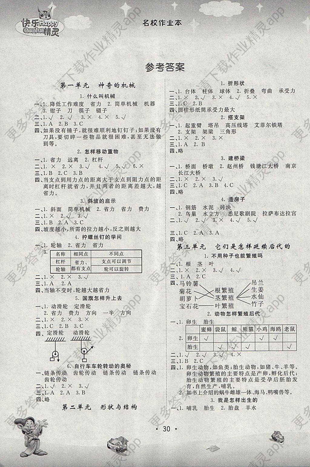 2018年名校作业本五年级科学下册苏教版答案精英家教网