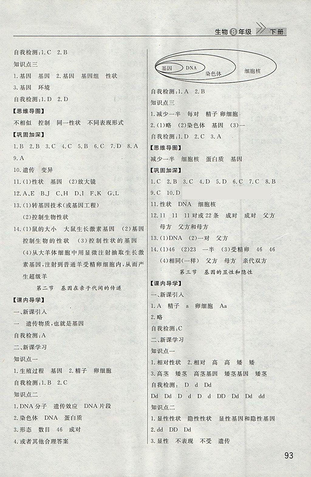 2018年長江作業(yè)本課堂作業(yè)八年級(jí)生物下冊(cè) 第3頁