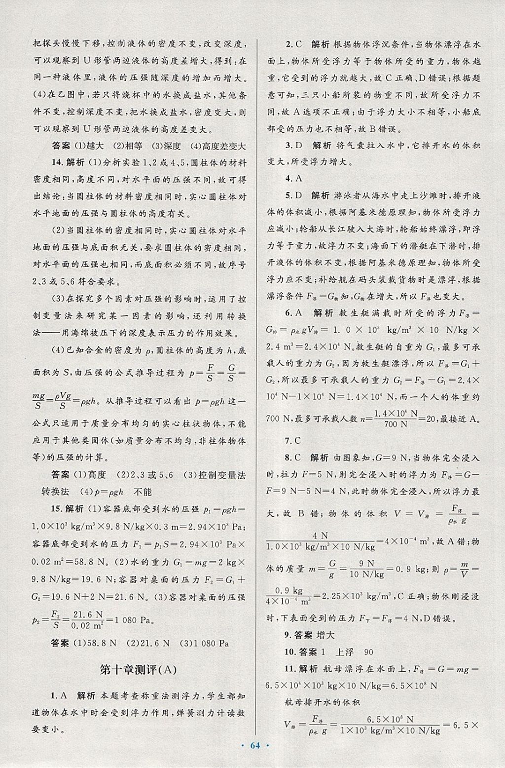 2018年初中同步測(cè)控優(yōu)化設(shè)計(jì)八年級(jí)物理下冊(cè)人教版 第40頁