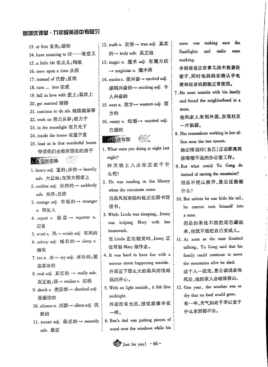 2018年蓉城优课堂给力A加九年级英语中考复习 第一部分第86页