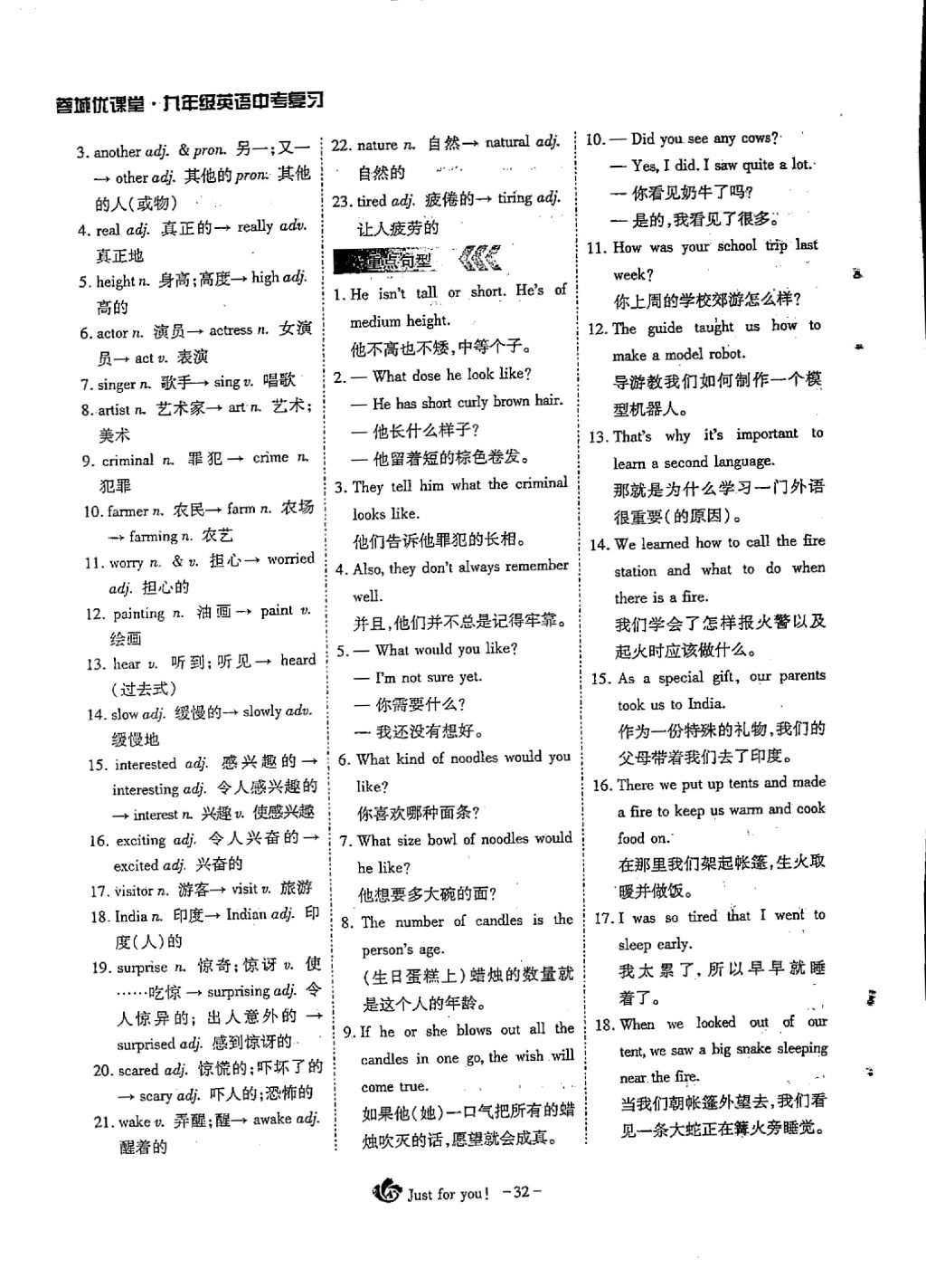 2018年蓉城优课堂给力A加九年级英语中考复习 第一部分第32页
