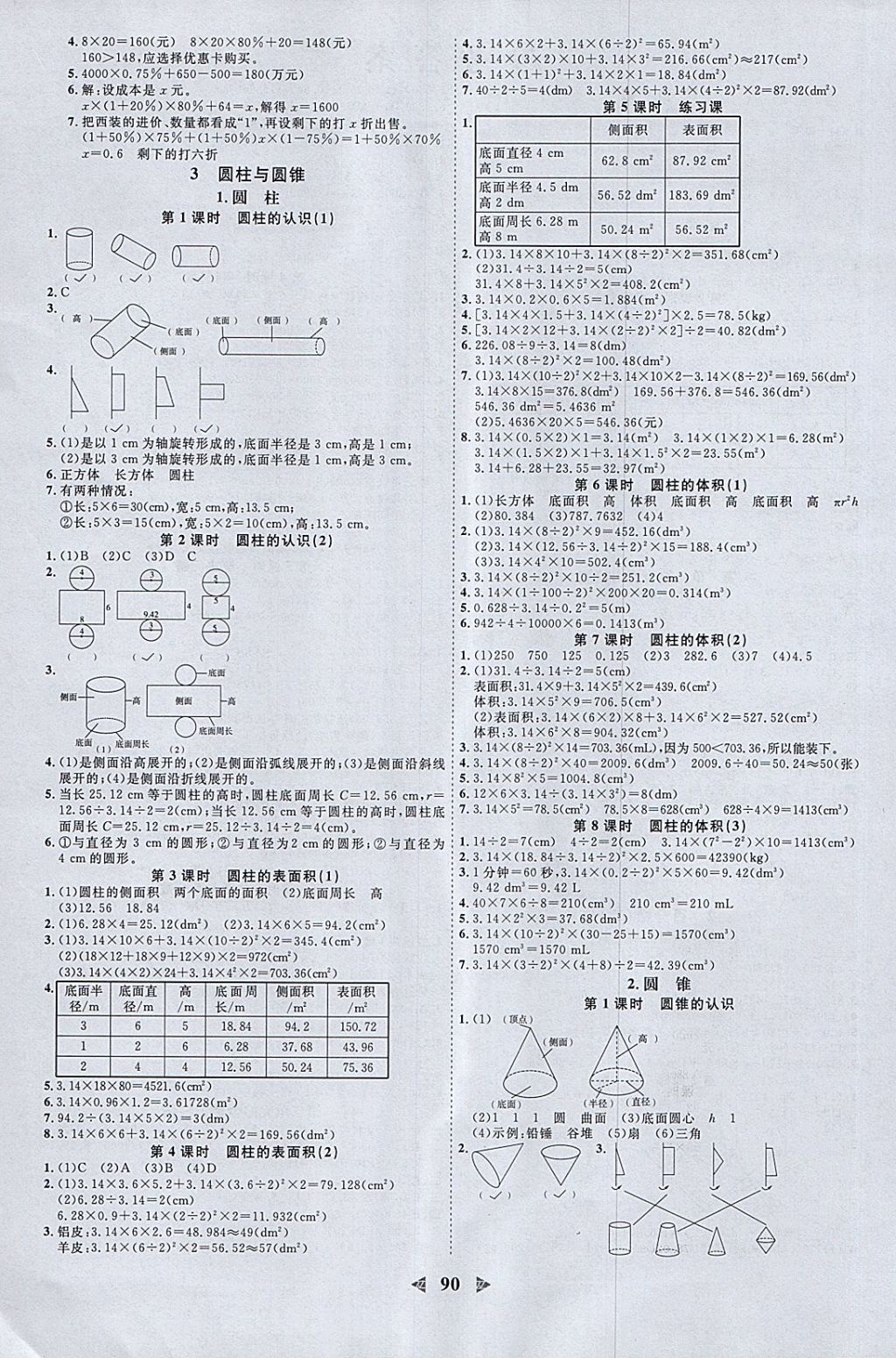 2018年陽光同學(xué)課時優(yōu)化作業(yè)六年級數(shù)學(xué)下冊人教版浙江專版 參考答案第2頁