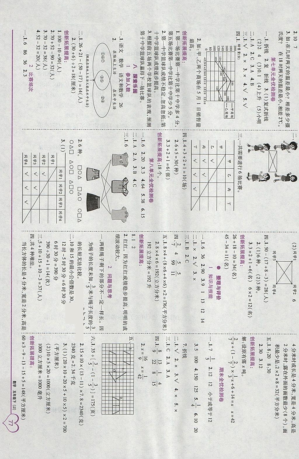 2018年全優(yōu)備考五年級數(shù)學(xué)下冊冀教版 參考答案第7頁