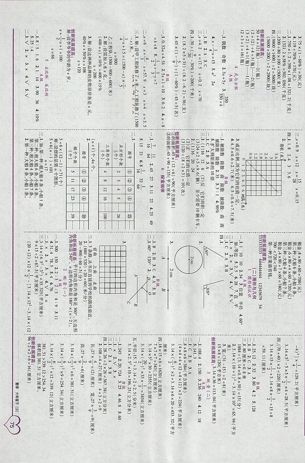 2018年全優(yōu)備考六年級數(shù)學(xué)下冊冀教版 參考答案第5頁