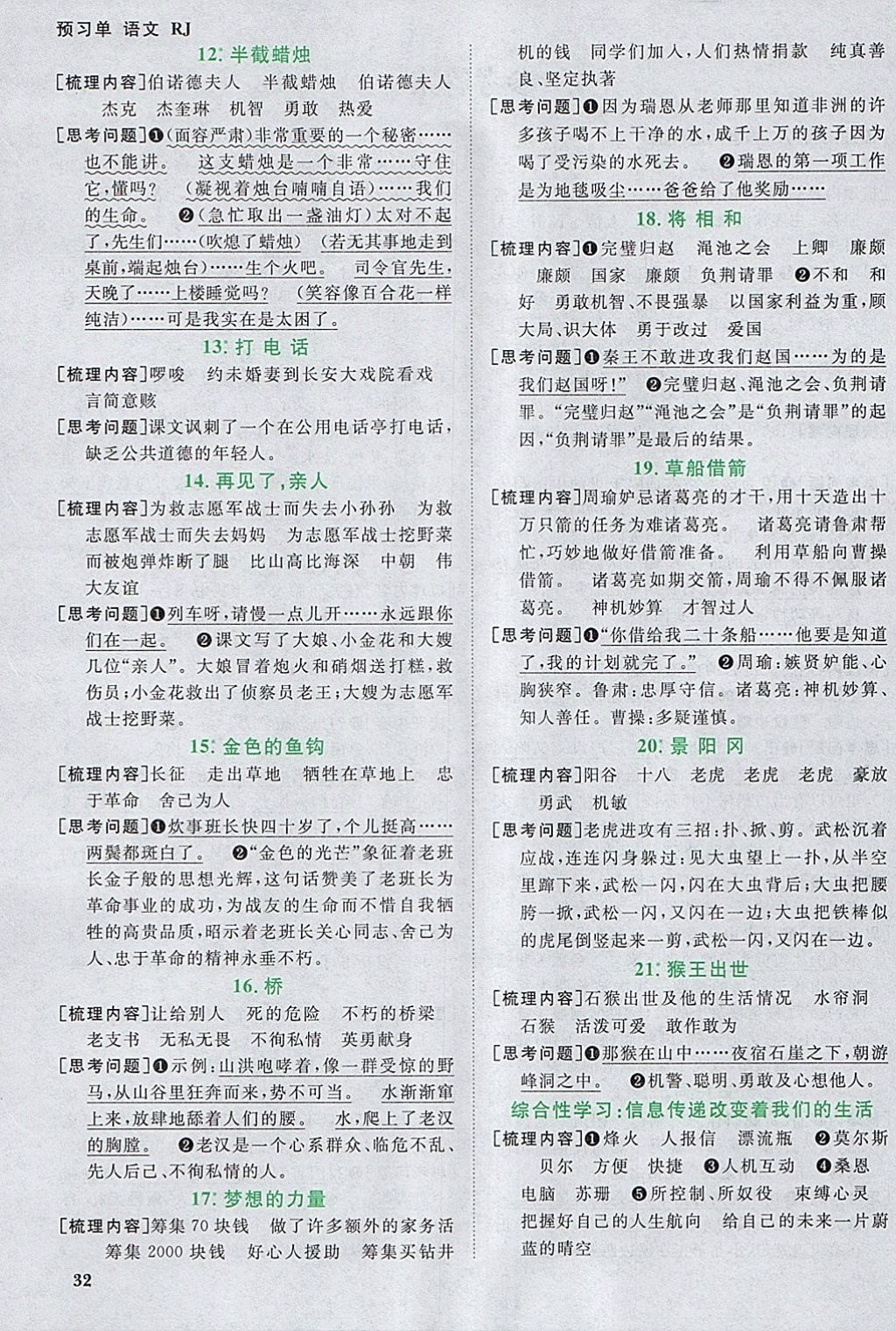 2018年阳光同学课时优化作业五年级语文下册人教版浙江专版答案精英