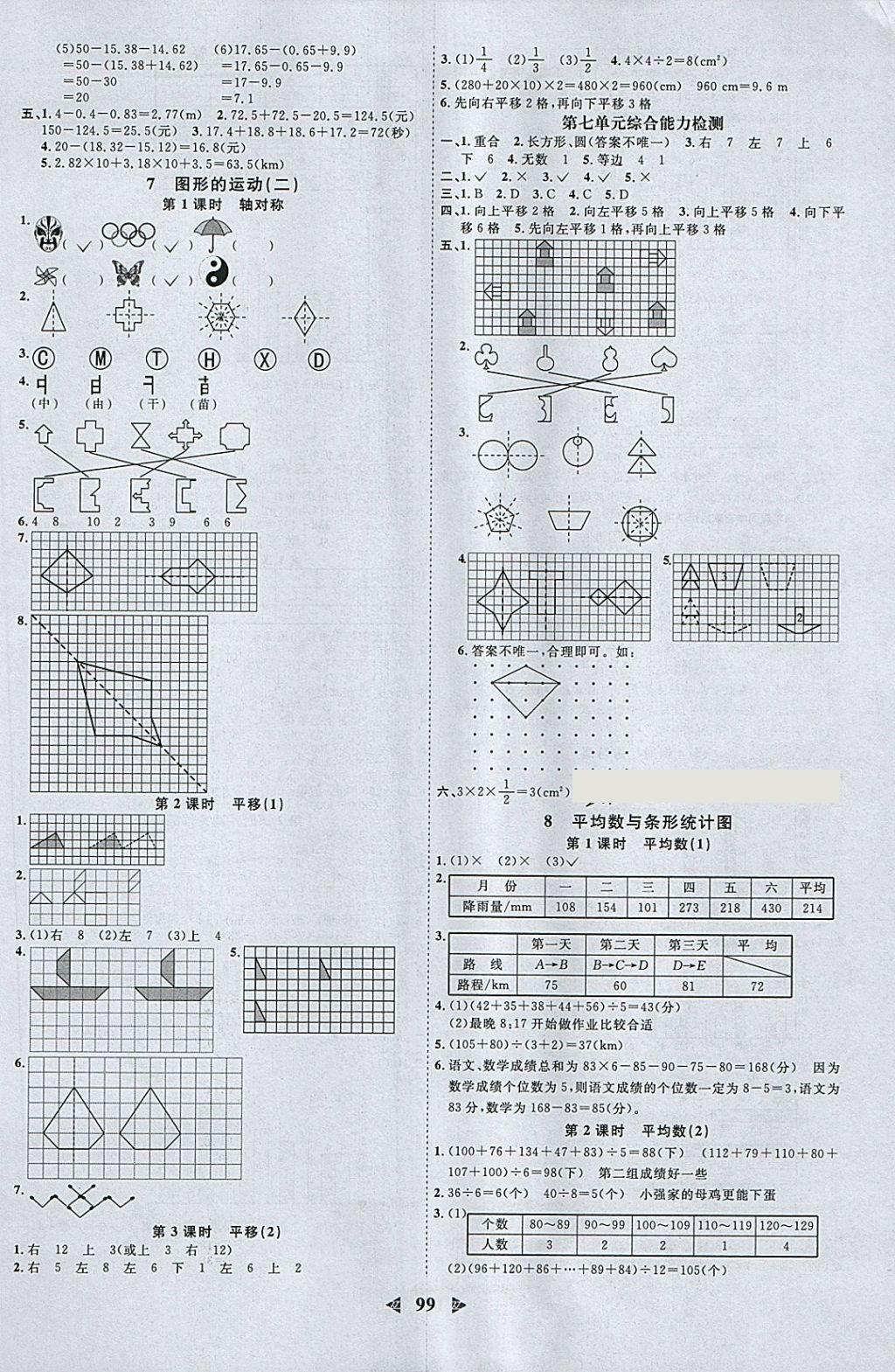 2018年陽光同學課時優(yōu)化作業(yè)四年級數(shù)學下冊人教版浙江專版 參考答案第7頁