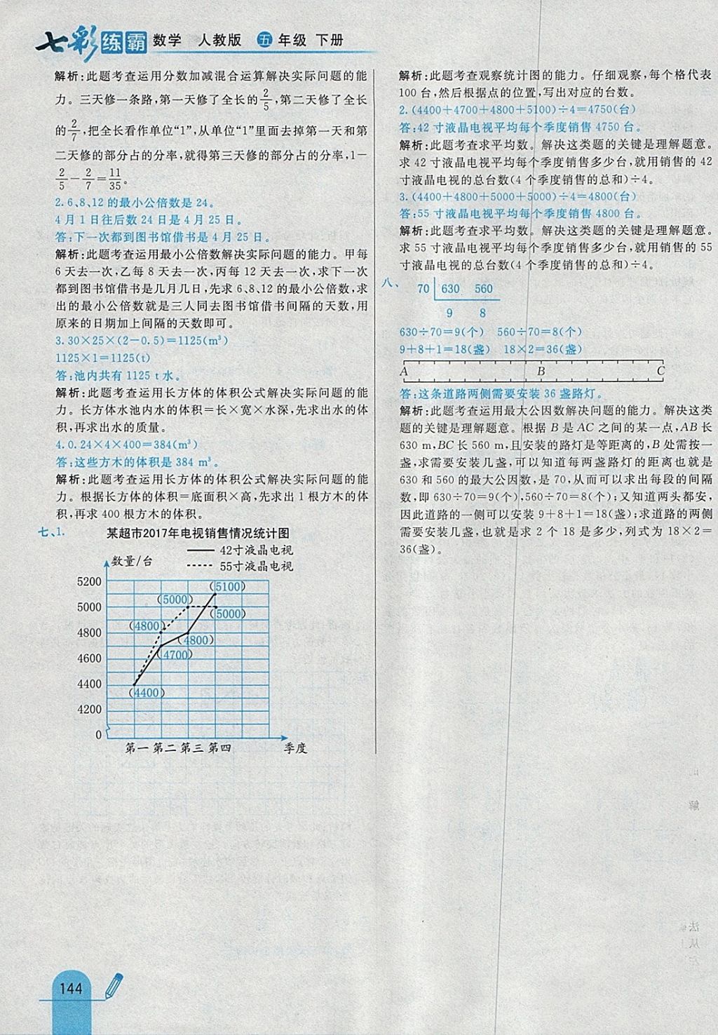 2018年七彩練霸五年級數(shù)學下冊人教版 參考答案第56頁