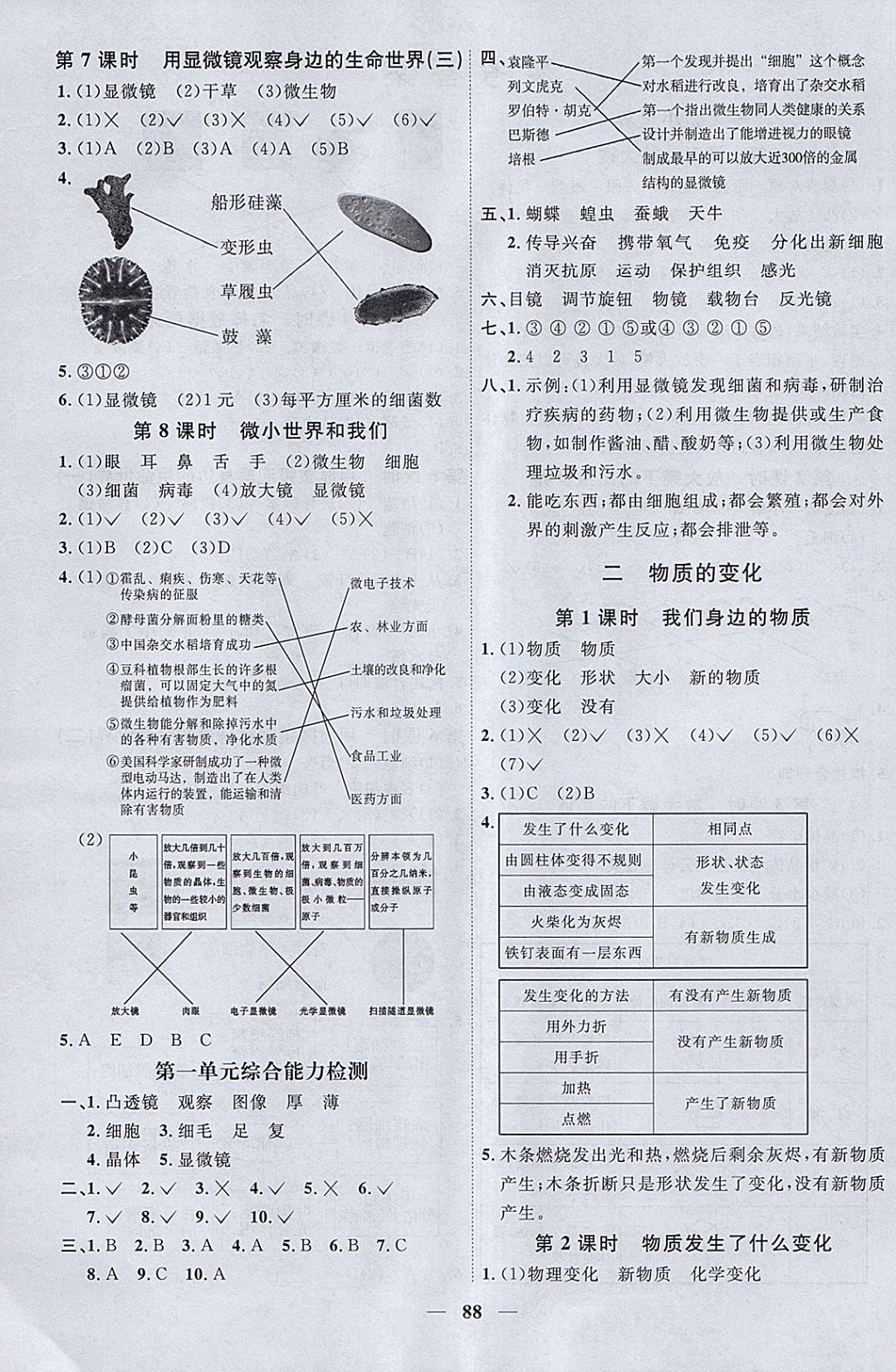 2018年陽光同學課時優(yōu)化作業(yè)六年級科學下冊教科版 參考答案第2頁