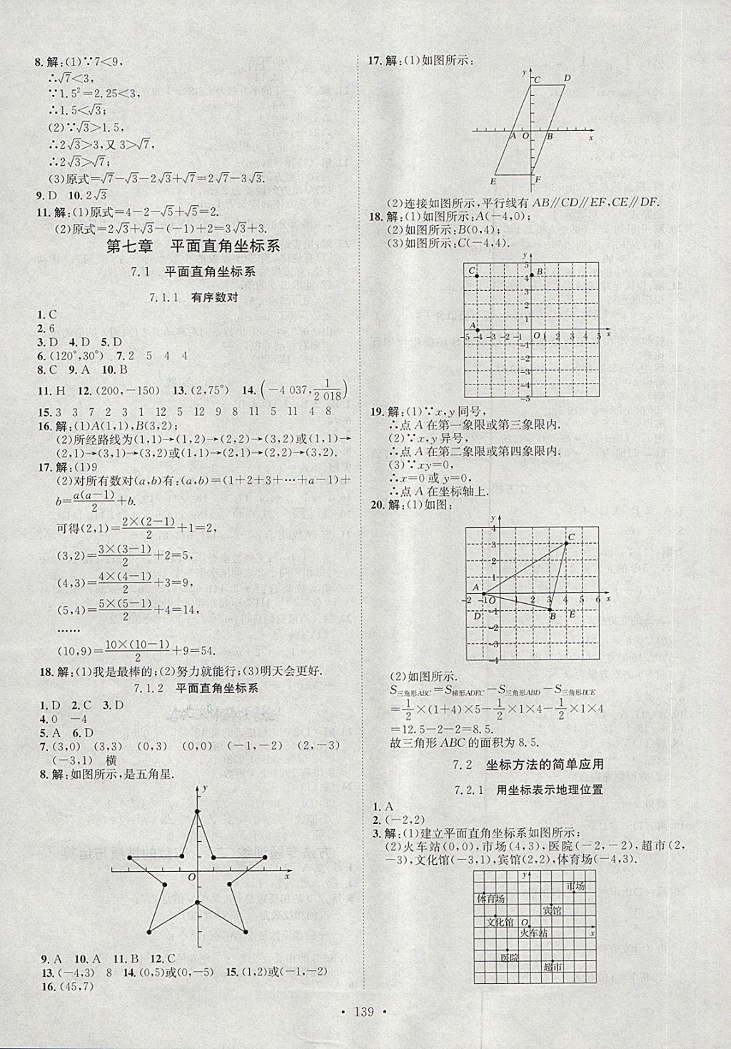 同步课时作业七年级数学下册人教版 第7页 参考答案 分享练习册得