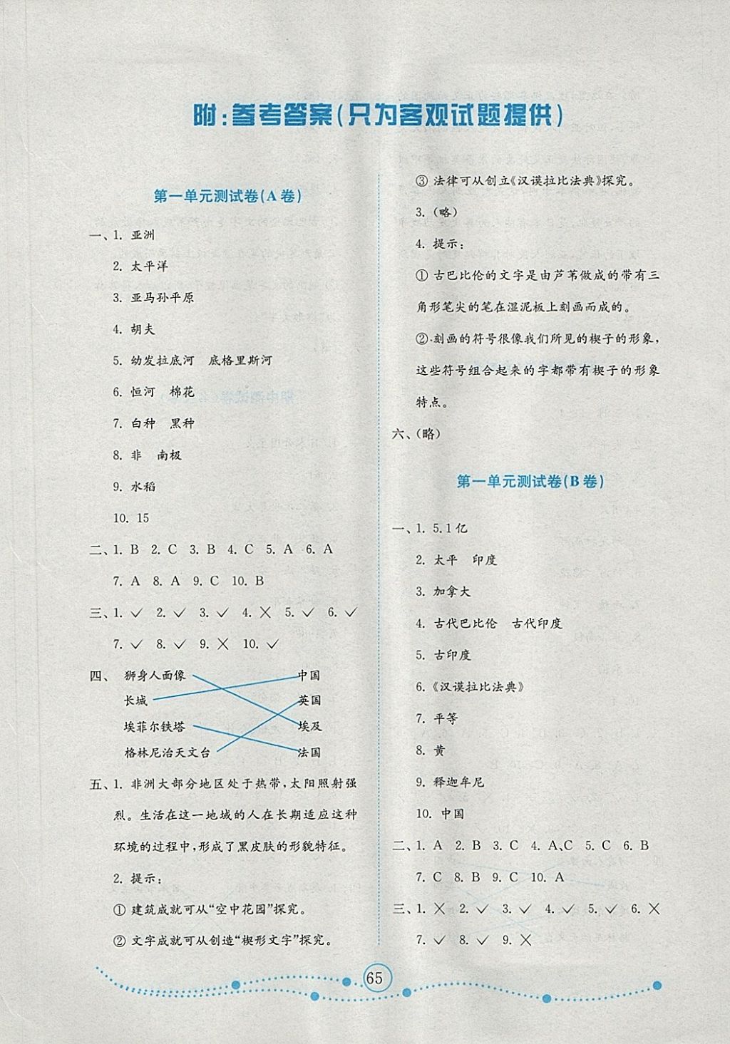 2018年金鑰匙小學品德與社會試卷六年級下冊魯人版金版 第1頁