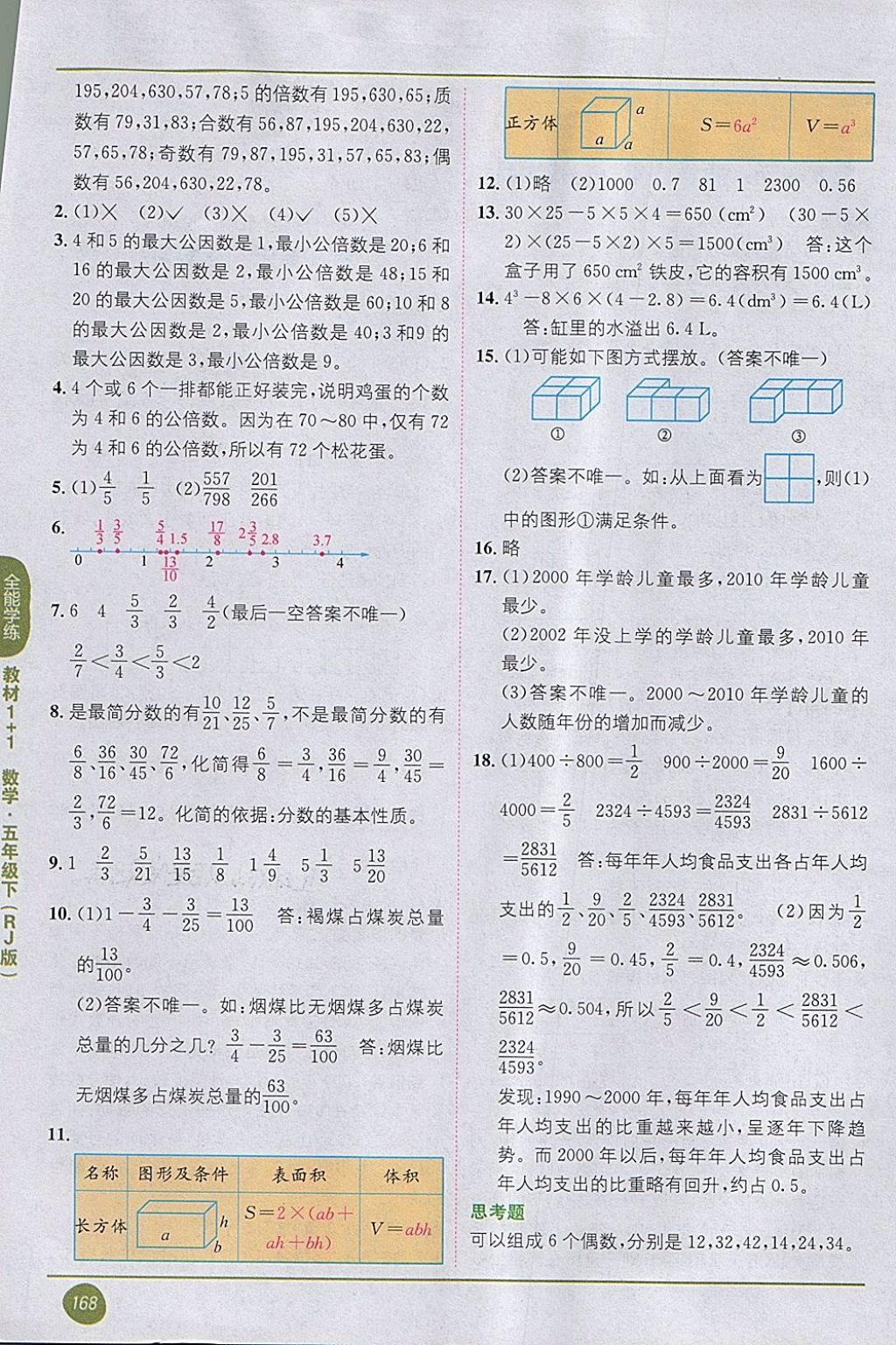 2018年課本人教版五年級數(shù)學(xué)下冊 第16頁