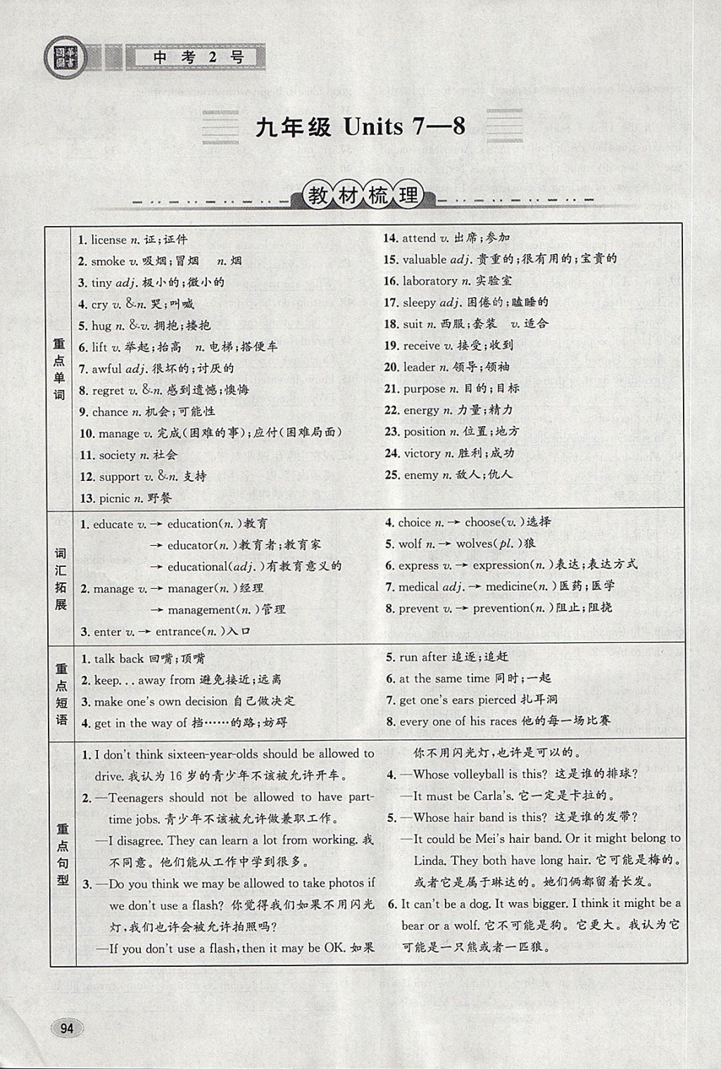 2018年中考2號河北考試說明的說明英語 第94頁