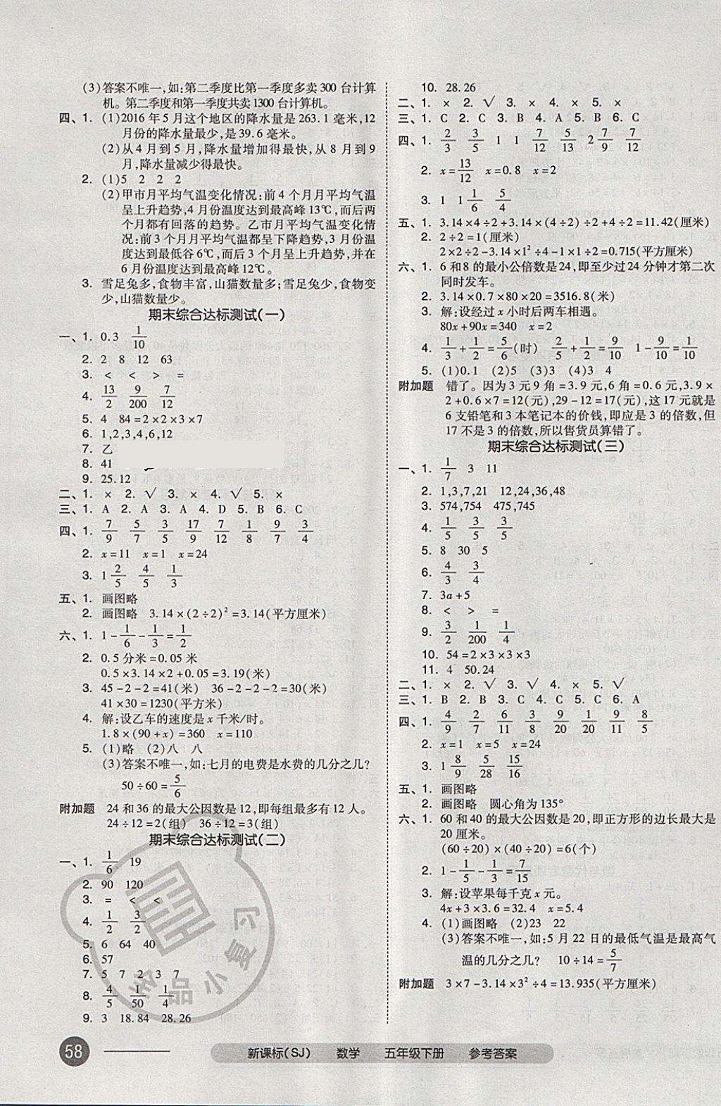 2018年全品小復(fù)習(xí)五年級數(shù)學(xué)下冊蘇教版 第7頁