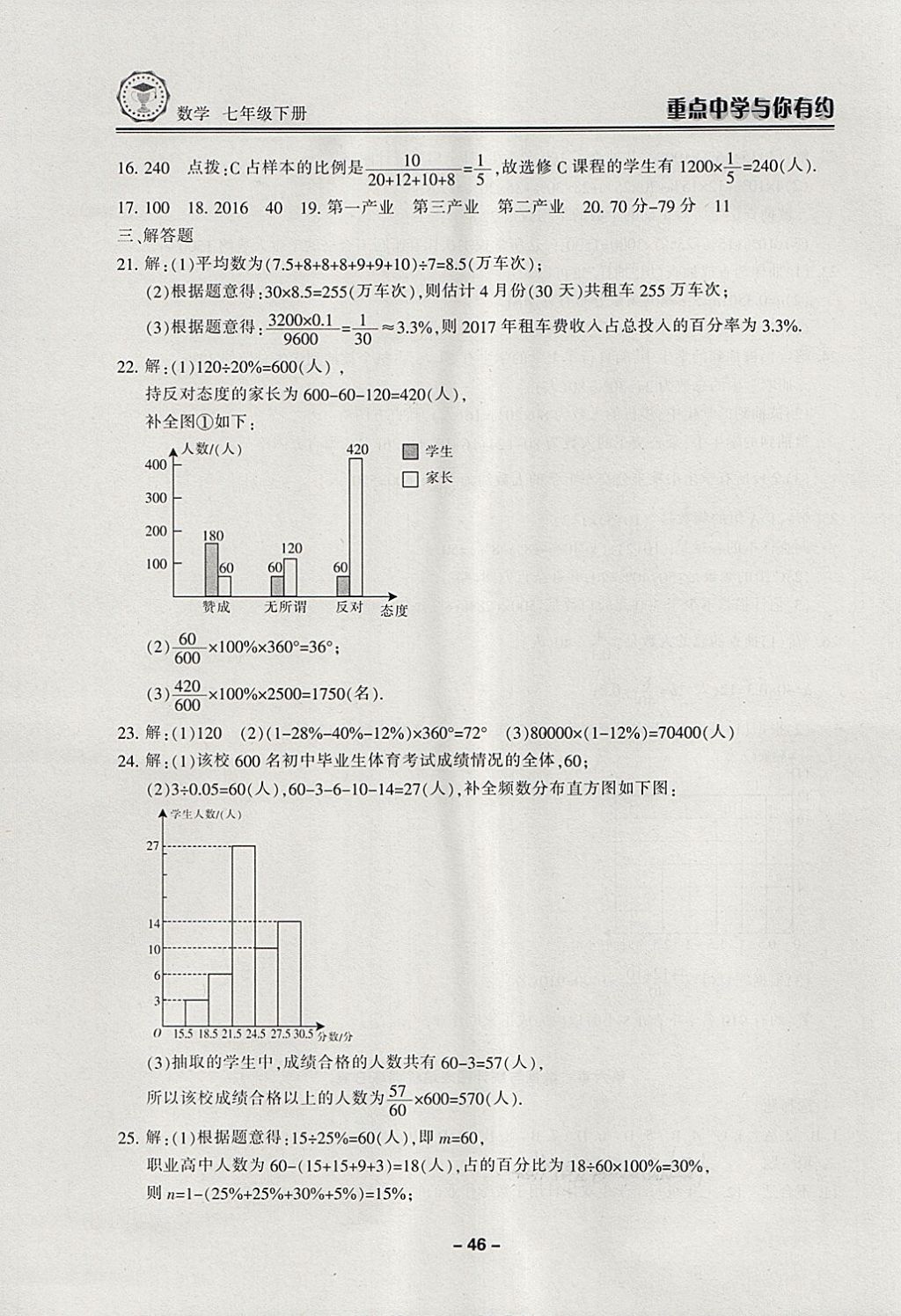 2018年重點(diǎn)中學(xué)與你有約七年級(jí)數(shù)學(xué)下冊(cè)浙教版 第46頁(yè)