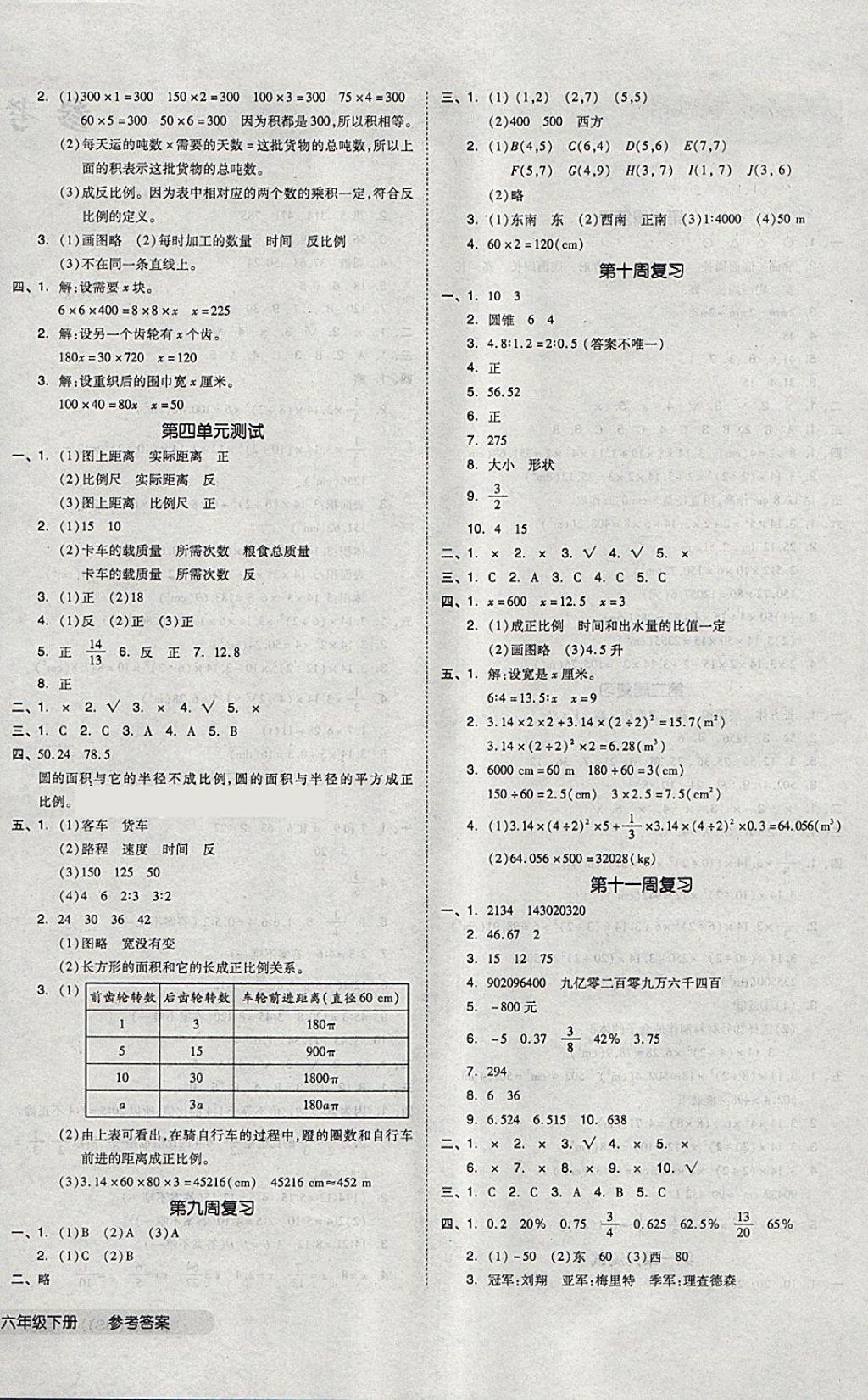 2018年全品小復(fù)習(xí)六年級數(shù)學(xué)下冊北師大版 第4頁