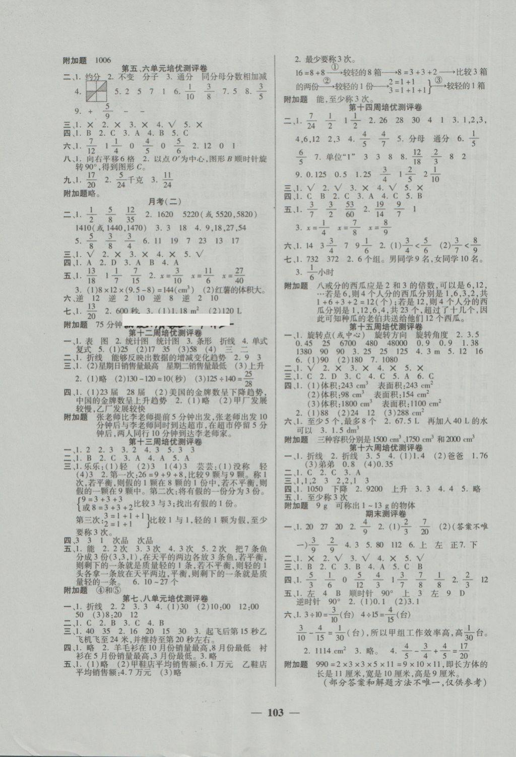 2018年培優(yōu)名卷全能卷五年級數(shù)學(xué)下冊A版 第3頁