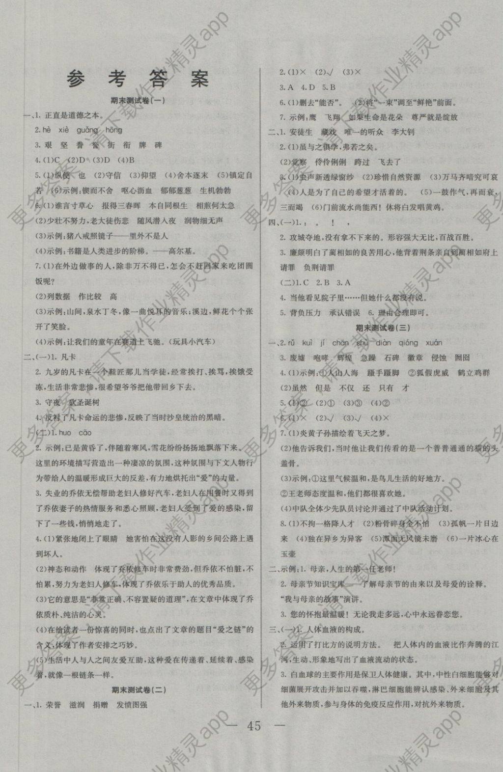 2018年学冠之星期末小考王六年级语文下册人