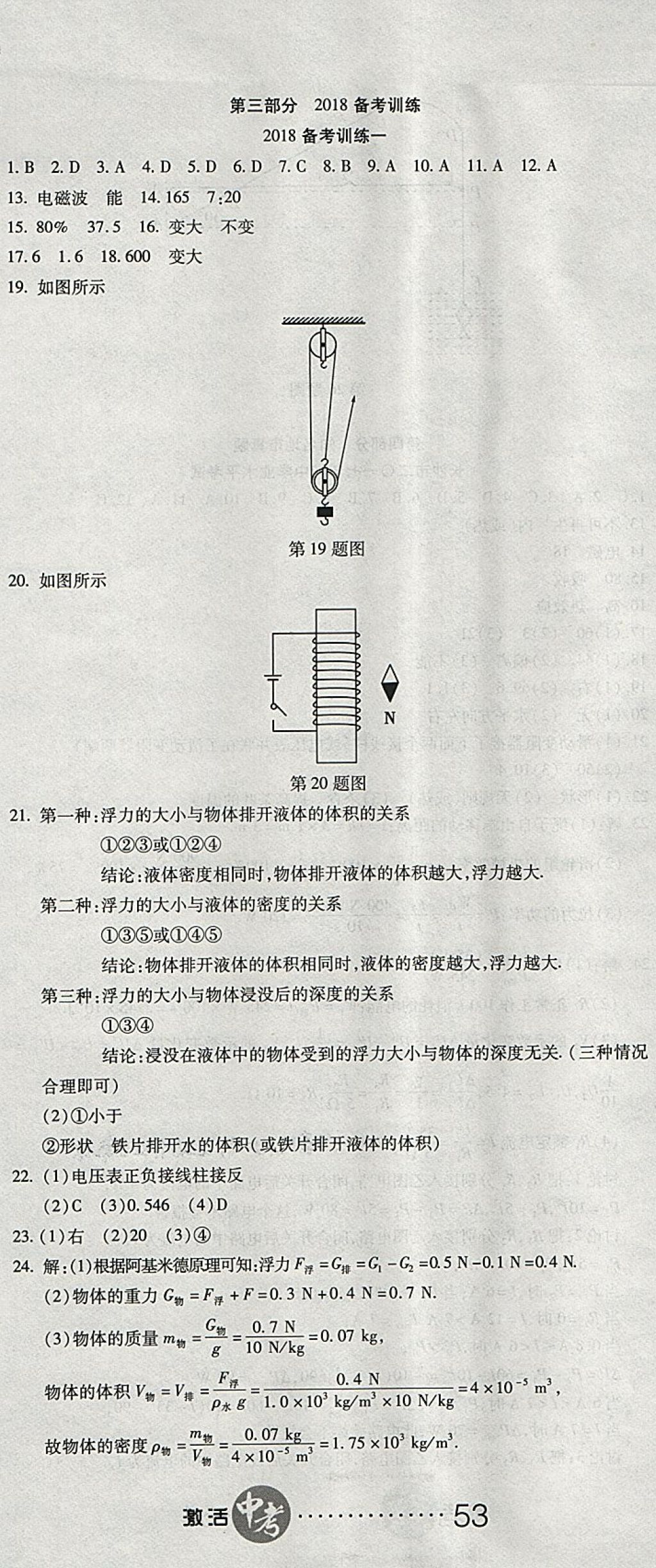 2018年初中學(xué)業(yè)水平測(cè)試用書(shū)激活中考物理 第14頁(yè)