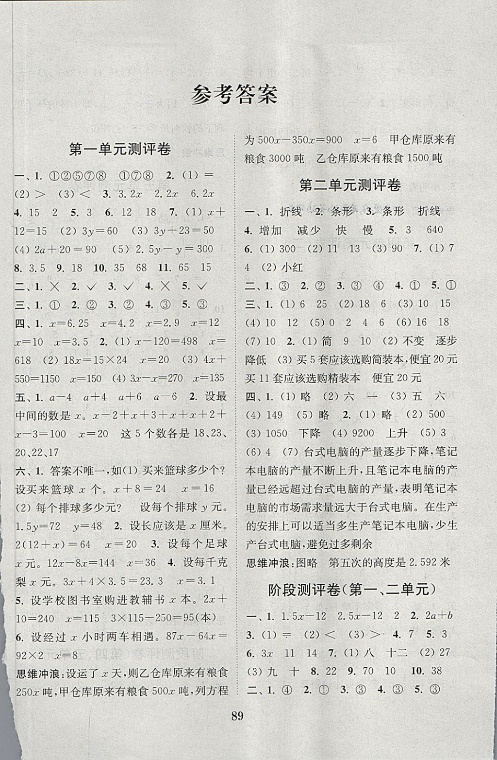 2018年通城學(xué)典小學(xué)全程測評卷五年級數(shù)學(xué)下冊蘇教版江蘇專用 第1頁