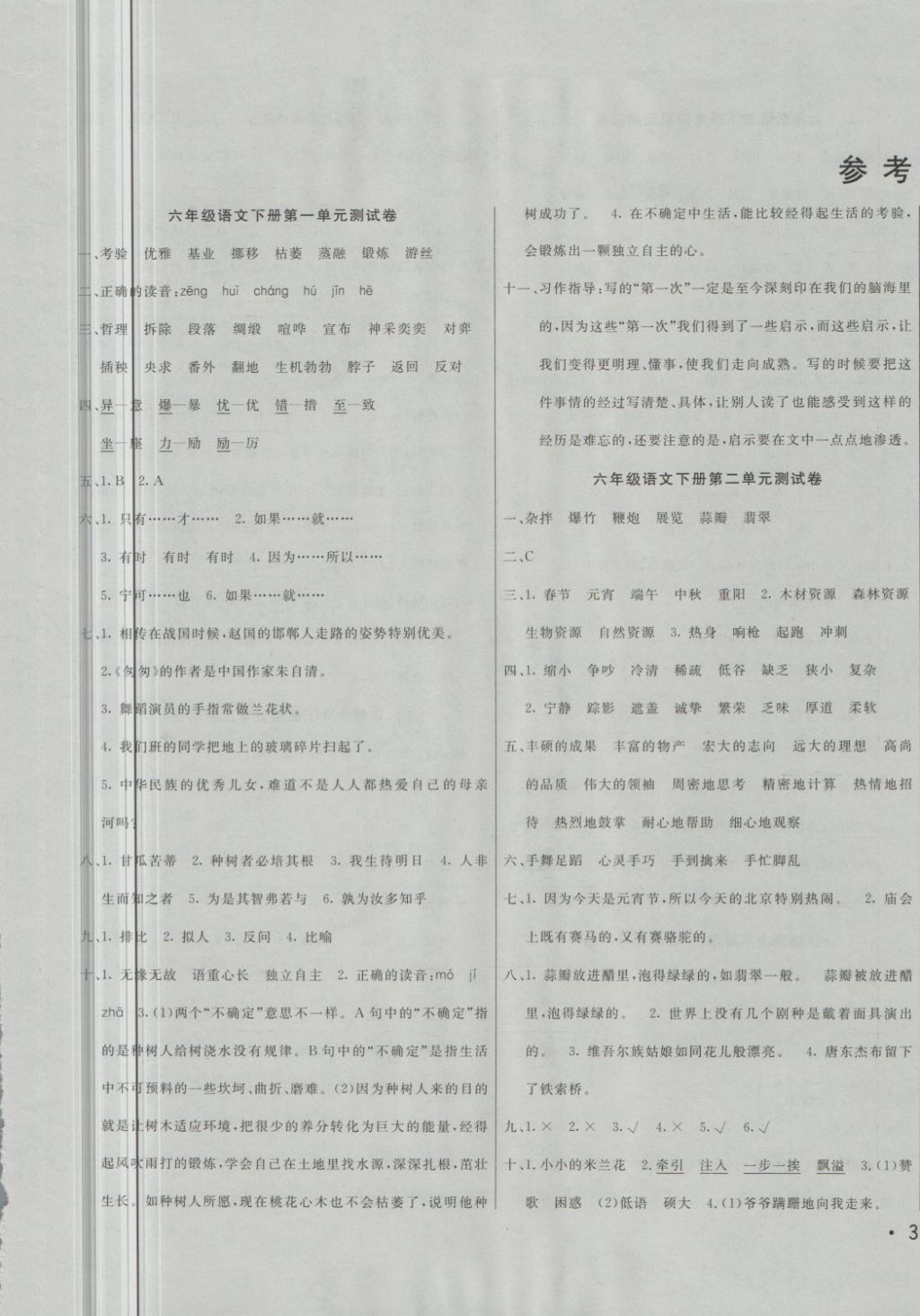 2018年黄冈小博士冲刺100分六年级语文下册人