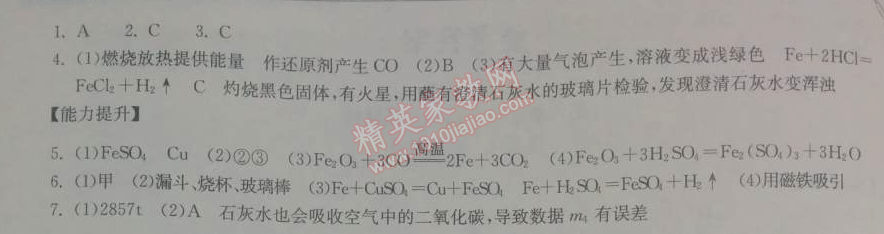 2014年长江作业本同步练习册九年级化学下册人教版 第八单元