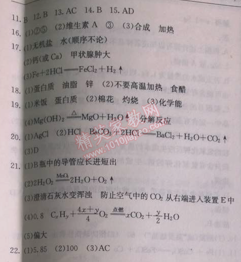 2014年啟東中學作業(yè)本九年級化學下冊人教版 第十二單元檢測卷