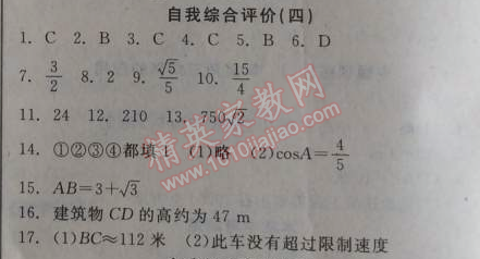 2014年全品學(xué)練考九年級數(shù)學(xué)上冊華師大版 自我綜合評價四