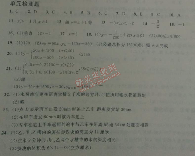 2014年长江作业本同步练习册八年级数学下册人教版 单元检测题