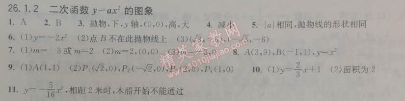 2014年长江作业本同步练习册九年级数学下册人教版 26.1.2