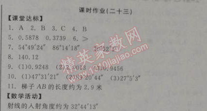 2014年全品學(xué)練考九年級(jí)數(shù)學(xué)下冊(cè)華師大版 課時(shí)作業(yè)二十三