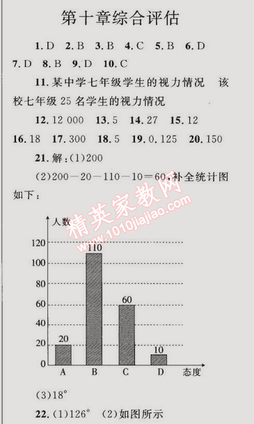 同步轻松练习七年级数学下册人教版 第十章综合评估