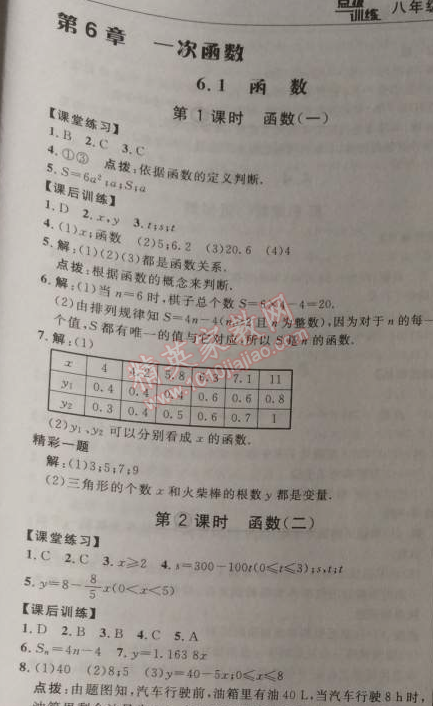 2014年點撥訓練八年級數(shù)學上冊蘇科版 第六章1