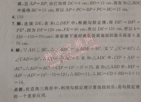 2014年點撥訓練八年級數學上冊蘇科版 3