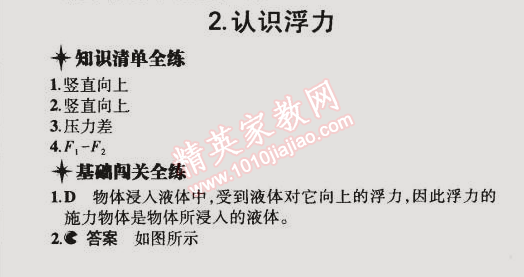 2015年5年中考3年模擬初中物理八年級下冊教科版 第2節(jié)